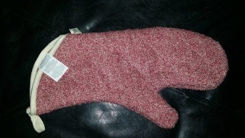 2 Pampered Chef Terry Cloth Oven Mitts Potholder Long Cranberry Red Retired  PAIR